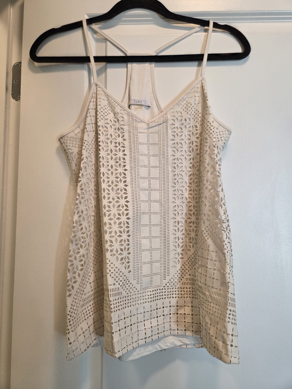 Tart Collections Ivory Laser Cut Vegan Leather Tank Top XS